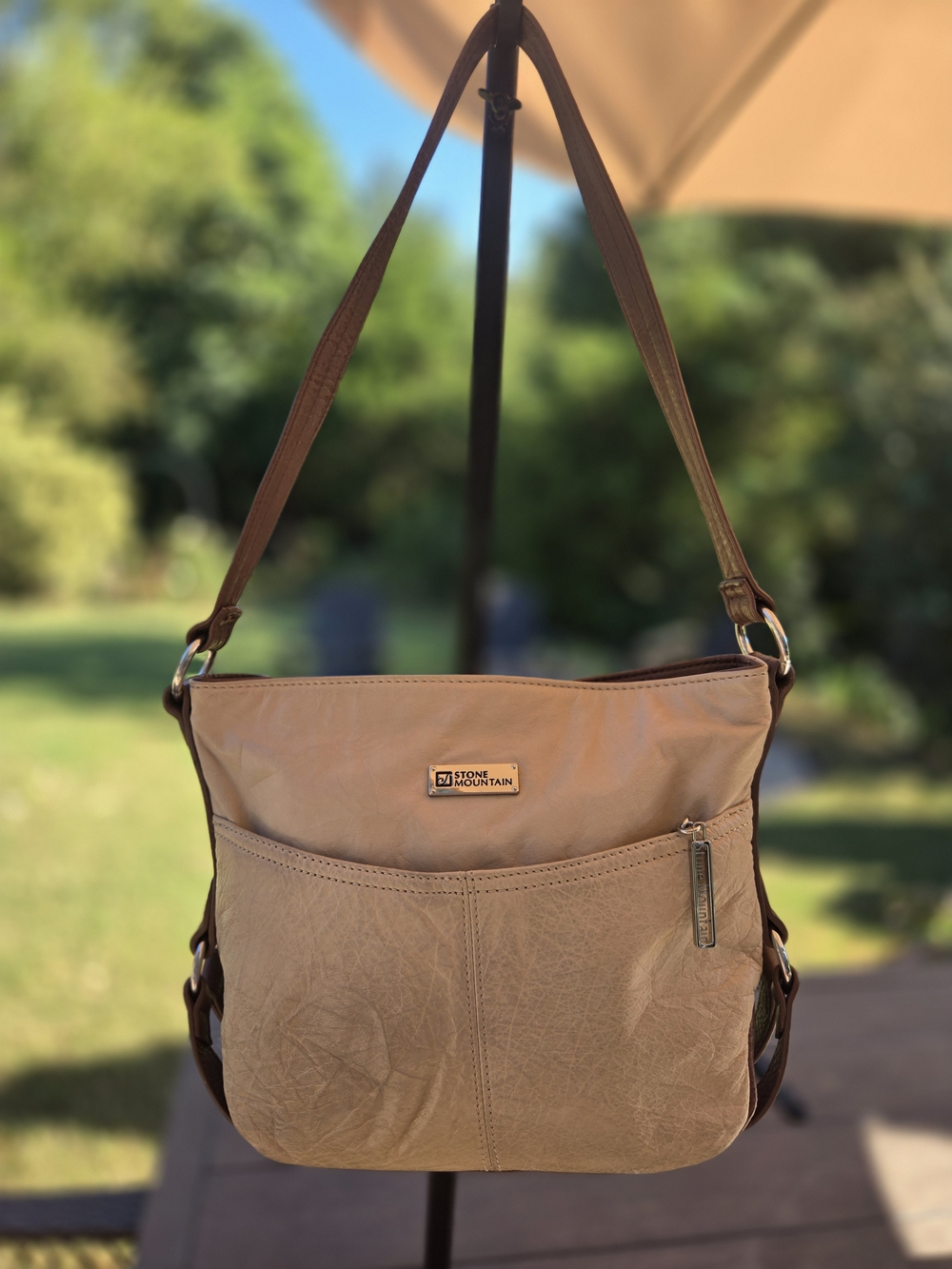 Stone Mountain Leather Bag in Brown & Cream